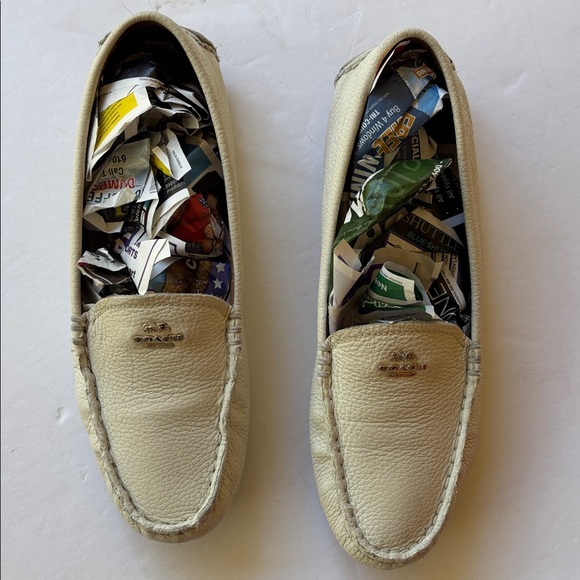 Coach Amber Driving Loafer Flat Moccasin White 7 Leather Designer Casual Cute - Picture 3 of 17